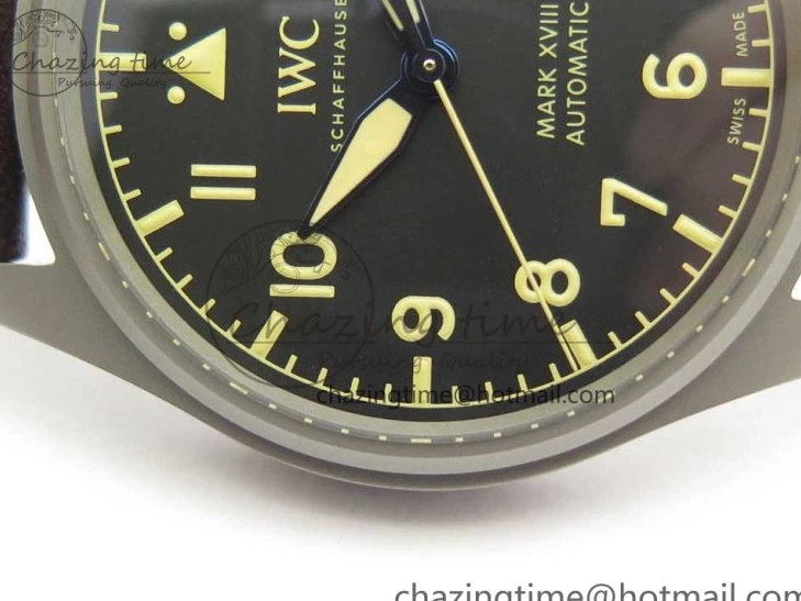 MIROTIME 0328 SmartChoice Mark XVIII IW327006 Titanium M+F 1:1 Best Edition Black Dial on Brown Leather Strap A 7145